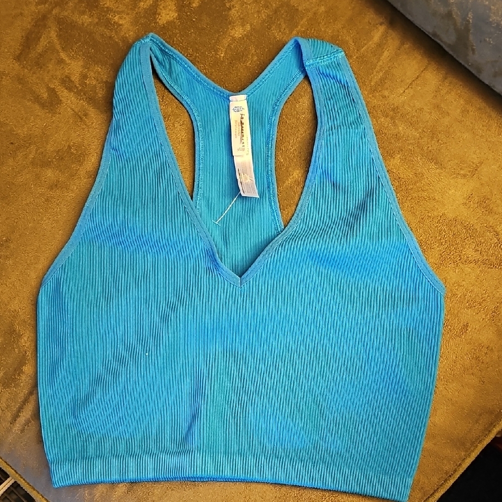 NWT Free People Blue Ribbed Racerback sports bra
